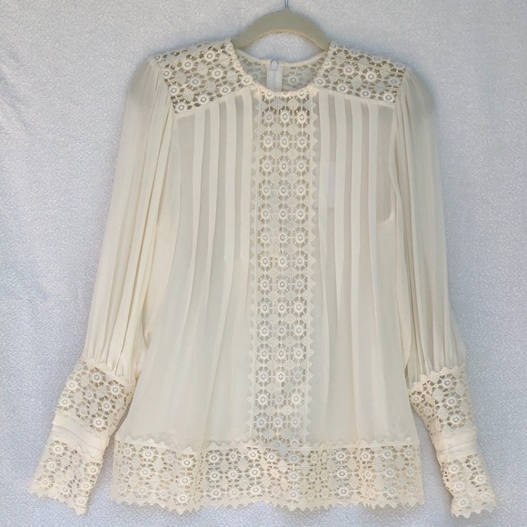 ZIMMERMANN silk + lace blouse IVORY size 6 - Picture 5 of 16